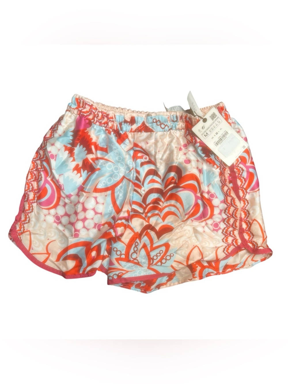 Sz Med Zara Floral Print Women’s Casual Shorts in Coral & Light Blue